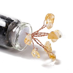 Чип натуральный черный обсидиан и цитрин украшения для витрины&nbsp;DJEW-D005-01R-06