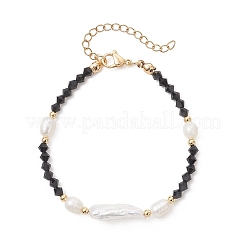 Armbänder aus natürlichen barocken Keshi-Perlen und bikonischen Glasperlen für Damen&nbsp;BJEW-TA00726