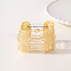 Латунные браслеты-цепочки с широкими звеньями и полыми цветками для женщин HJ5719