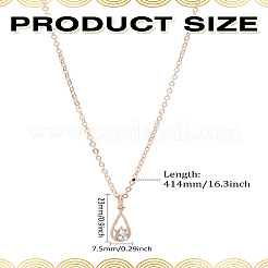 1 Stück Halsketten mit Tropfenanhänger aus Legierung mit klarem Zirkonia für Damen&nbsp;NJEW-LP0004-14RG