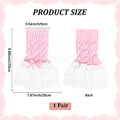 Бант хлопковые женские трикотажные цветочные кружевные манжеты на запястье для свадебной вечеринки AJEW-WH20060-34A