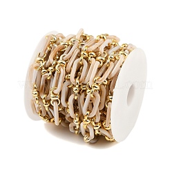 ラックメッキアクリル＆ccbプラスチックチェーン  長持ちメッキ  ビスク  20x10.6x3mm  5 m /ロール&nbsp;CHAC-H001-01J
