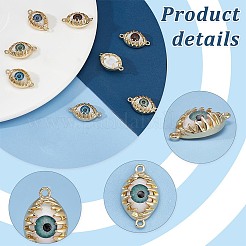 8 шт. 4 цвета сглаза смола латунь соединительные подвески наборы&nbsp;RESI-GA0001-21