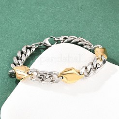 Браслеты-цепочки с кубинскими звеньями из нержавеющей стали 304 в форме ромба для мужчин и женщин&nbsp;BJEW-G766-07A