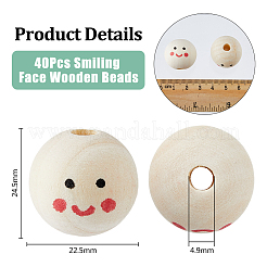 40шт деревянные европейские бусины с принтом WOOD-DC0001-11