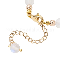 Браслеты из круглых бусин из синтетического лунного камня для женщин BJEW-JB11915-03