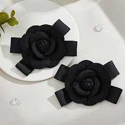 Полиэстер арт камелия с бантом брошь булавки&nbsp;JEWB-WH0048-03C