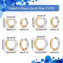 4 пара двухцветных серег-колец из нержавеющей стали 304 размера 4 для женщин EJEW-UN0002-20