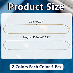 10 шт. 2 цвета 0.9 мм 304 нержавеющая сталь змейка ожерелья цепи STAS-AR0002-64