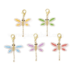 Подвеска из стеклянного бисера в виде стрекозы&nbsp;HJEW-MZ00387