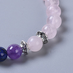 Deux boucles de quartz rose naturel et de perles de pierres naturelles mélangées naturelles / synthétiques&nbsp;BJEW-JB04223-02