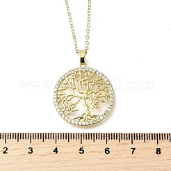 Pendentif arbre de vie en laiton micro pavé de zircons cubiques transparents&nbsp;LS-NJEW-H066-01D-G