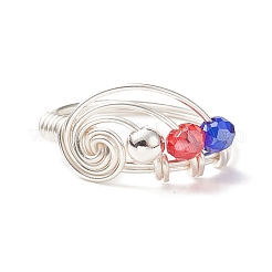 Anello da dito con perline intrecciate in vetro&nbsp;RJEW-TA00063