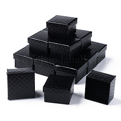 正方形の厚紙リングボックス  内部のスポンジ  ブラック  2x2x1-3/8インチ（5x5x3.5cm）&nbsp;X1-CBOX-S020-03