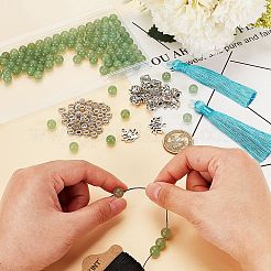 Set di gioielli decorativi con ciondolo di perline di avventurina verde naturale&nbsp;DIY-OC0012-06