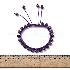 Регулируемые браслеты из натуральных аметистовых бусин BJEW-L713-B06
