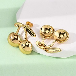 Серьги-гвоздики в форме вишни из нержавеющей стали 304&nbsp;EJEW-L304-02G