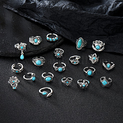 20 шт. сплав в богемном стиле с манжетными кольцами из смолы FS-WG5AD72-01