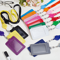 24 шт. двухцветный держатель для удостоверения личности из искусственной кожи с прозрачным окошком&nbsp;AJEW-WA0001-44