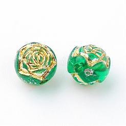 メッキアクリルビーズ  ライン入り  花の丸  ミックスカラー  8mm  穴：1.5mm  約1800個/500g&nbsp;MACR-Q001-13
