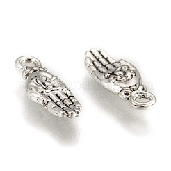 Ладонь в тибетском стиле с подвесками из сплава с цветком лотоса&nbsp;KK-P015-03AS-1