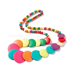 Collana di perline rotonde piatte in legno&nbsp;NJEW-G086-01