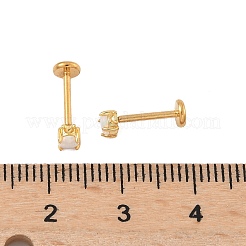 Orecchini a bottone in opale sintetico in acciaio inossidabile 304&nbsp;EJEW-B143-01G-01