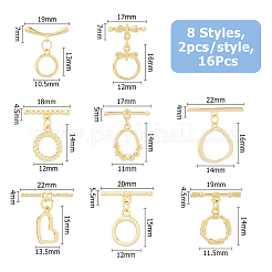16 шт. 8 стиля стойки с покрытием из экологически чистой латуни с застежками-тоглами KK-HS0001-41