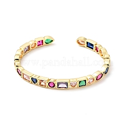Bracelet manchette géométrique en zircone cubique&nbsp;BJEW-J165-13-G