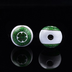 Деревянные бусины с принтом на тему дня святого патрика WOOD-D006-07