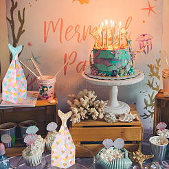 56 шт. 2-х цветные бумажные коробки для конфет с изображением русалки CON-OC0001-49