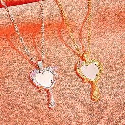Ожерелья из сплава с подвеской в виде сердца и зеркала для женщин&nbsp;WH-WGD9B28-01