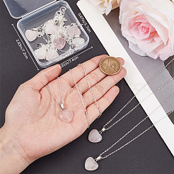 10 шт. ожерелье с геометрическим кулоном из натурального розового кварца NJEW-BBC0001-17