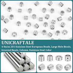 80 шт. 4 стиля 201 нержавеющая сталь европейские бусины STAS-UN0050-34