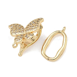 Бабочка латунная микропаве прозрачный кубический цирконий складные застежки&nbsp;KK-Z143-22G