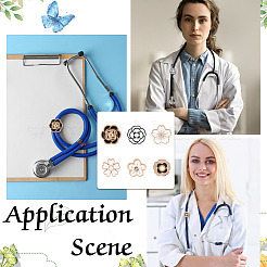 24 шт. 6 стиля цветок смоляной эмали стетоскоп подвеска украшения HJEW-MA00020