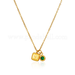 Colliers à pendentif carré en acier inoxydable simples pour un usage quotidien pour femmes&nbsp;QS9194-2