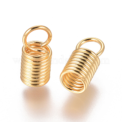 304ステンレススチールコイルコードエンド  コラム  ゴールドカラー  11x5mm  穴：3.5mm  内径：3.5mm&nbsp;STAS-F227-21D-G