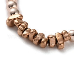 Гальванизированные немагнитные гематитовые круглые и чиповые бусины эластичные браслеты для мужчин и женщин BJEW-G728-03