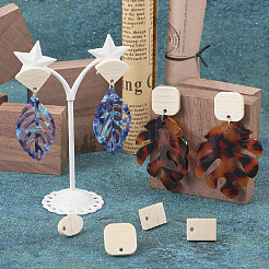 40 шт. фурнитура для сережек-гвоздиков из ясеня в двух стилях: веерная EJEW-TA0001-18