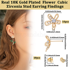 5 пара сережек-гвоздиков с микропаве из латуни и кубическим цирконием KK-BBC0020-85