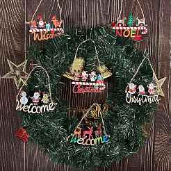 Panneau de porte en bois décoratif de noël de style 8pcs 8&nbsp;FIND-SZ0005-74