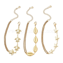 3 шт. Браслет-цепочка из нержавеющей стали 304 в двух вариантах дизайна на морскую тематику.&nbsp;BJEW-JB13422