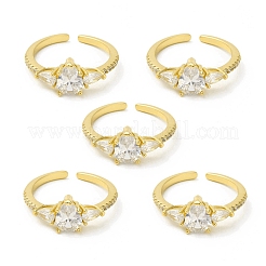 Кольцо-капля из прозрачного кубического циркония с открытой манжетой RJEW-H120-02G