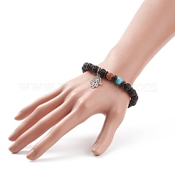 Braccialetto di perle di mala con mano di hamsa in lega&nbsp;BJEW-JB08268
