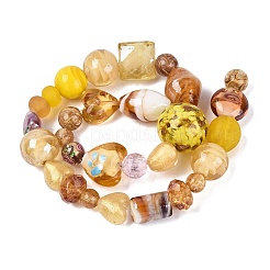 Handgefertigtes Folienglas mit Strängen aus Goldsand-Bunte Malerei-Perlen&nbsp;FOIL-Q002-08G