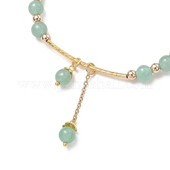 Браслеты из круглых бусин из натурального зеленого авантюрина и кварца для женщин BJEW-JB11931-01