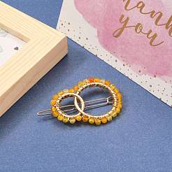 Сплав полые геометрические натуральный агат бусины заколки для волос PHAR-JH00059-02