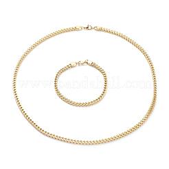 Ионное покрытие (ip) 304 нержавеющая сталь пшеница цепи браслеты и ожерелья ювелирные наборы SJEW-B019-04B-G