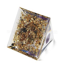 オルゴナイトピラミッド樹脂エネルギー発生器  内側のレイキ天然アメジストビーズ、ホームオフィスデスク装飾用  双子座  59.5x59.5x59.5mm&nbsp;DJEW-D013-05H